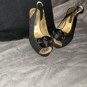 ⚫️Satin Knot 🪢 Peep Toe Open Heel Manmade Leather Upper